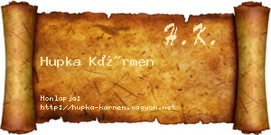 Hupka Kármen névjegykártya